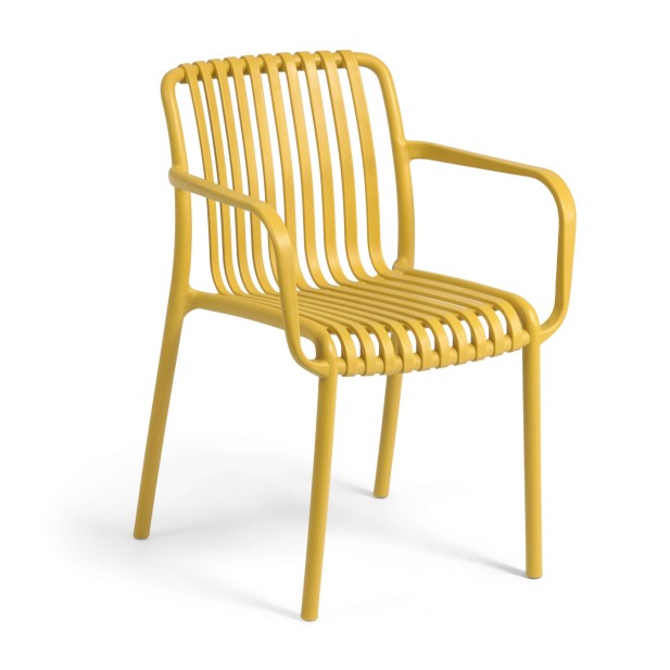 Silla con Brazos ISABELLINI, Plástico Amarillo - Kave Home. Vackart