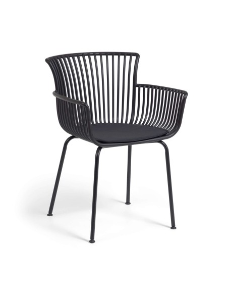 Silla con Brazos SURPIKA, Plástico Negro - Kave Home. Vackart