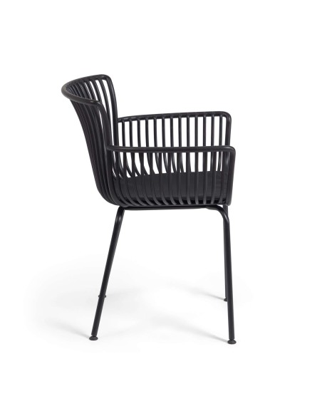 Silla con Brazos SURPIKA, Plástico Negro - Kave Home. Vackart