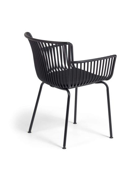 Silla con Brazos SURPIKA, Plástico Negro - Kave Home. Vackart