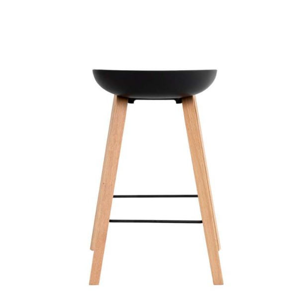 Taburete Alto MÅNEFRI 66 cm, Plástico Negro / Madera Natural. Vackart Taburete Alto MÅNEFRI 66 cm, Plástico Negro / Madera Natural. Vackart