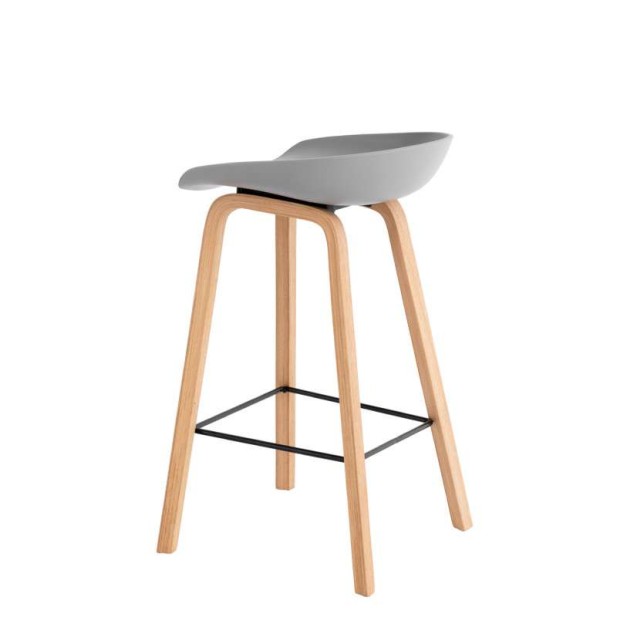 Taburete Alto MÅNEFRI 66 cm, Plástico Gris / Madera Natural. Vackart Taburete Alto MÅNEFRI 66 cm, Plástico Gris / Madera Natural. Vackart