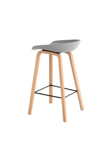Taburete Alto MÅNEFRI 66 cm, Plástico Gris / Madera Natural. Vackart
