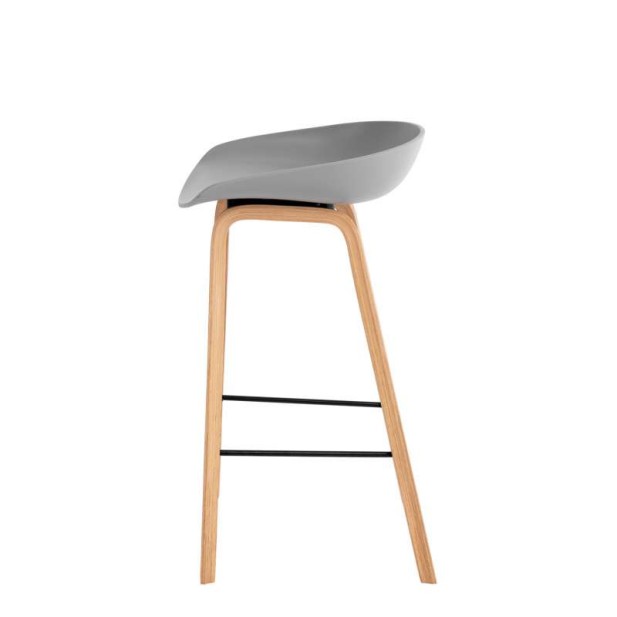 Taburete Alto MÅNEFRI 66 cm, Plástico Gris / Madera Natural. Vackart Taburete Alto MÅNEFRI 66 cm, Plástico Gris / Madera Natural. Vackart