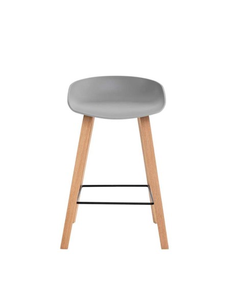 Taburete Alto MÅNEFRI 66 cm, Plástico Gris / Madera Natural. Vackart