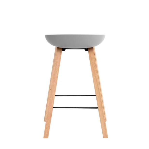 Taburete Alto MÅNEFRI 66 cm, Plástico Gris / Madera Natural. Vackart Taburete Alto MÅNEFRI 66 cm, Plástico Gris / Madera Natural. Vackart