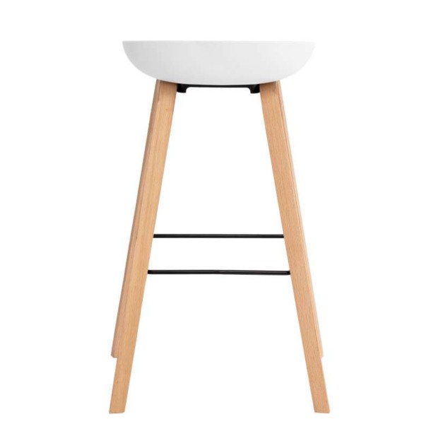 Taburete Alto MÅNEFRI 76 cm, Plástico Blanco / Madera Natural. Vackart