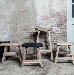 Taburete KING, Teca Reciclada Natural / Negro - Dareels. Vackart 2