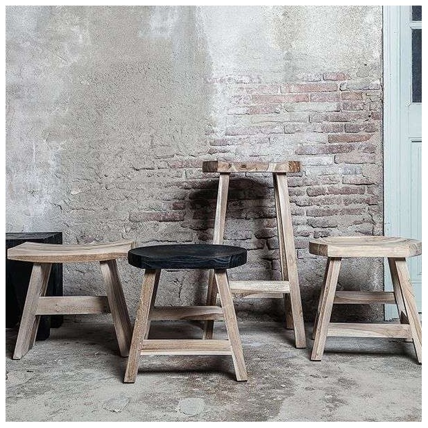 Taburete KING, Teca Reciclada Natural / Negro - Dareels. Vackart Taburete KING, Teca Reciclada Natural / Negro - Dareels. Vackart