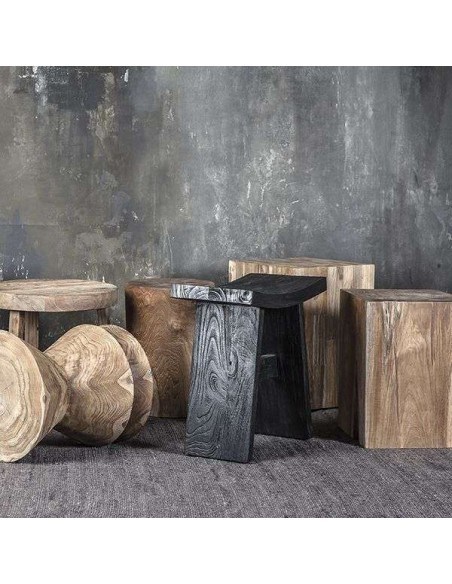 Taburete ROLLING MOSAIC, Teca Reciclada Natural - Dareels. Vackart