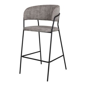 Taburete Alto KAISER 74 cm, Textil Gris/ Metal Negro - Vackart. Los más exclusivos y modernos taburetes de diseño nórdico en Vackart, tu tienda de diseño.
