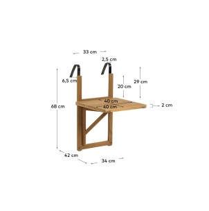Mesa plegable balcón Amarilis 40x40cm-Kave Home;Vackart.CC2177M46 2