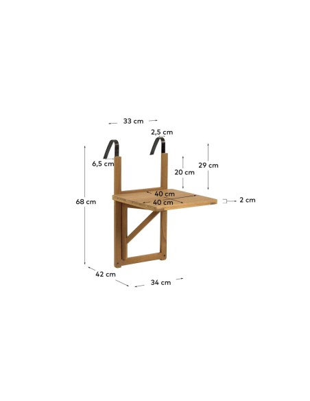 Mesa plegable balcón Amarilis 40x40cm-Kave Home;Vackart.CC2177M46