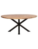 Mesa SINTRA Ø110 cm de Comedor, Metal Negro / Madera Natural