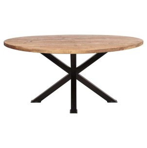 Mesa SINTRA Ø130 cm de Comedor, Metal Negro / Madera Natural - Vackart. Modernas y exclusivas mesas de diseño nórdico en Vackart, tu tienda de diseño online.