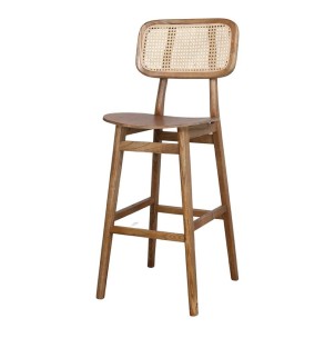 Taburete Alto BRISBANE NATURAL 77 cm, Madera / Ratán Natural - Vackart. Exclusivos y modernos taburetes de diseño en Vackart, tu tienda de diseño.