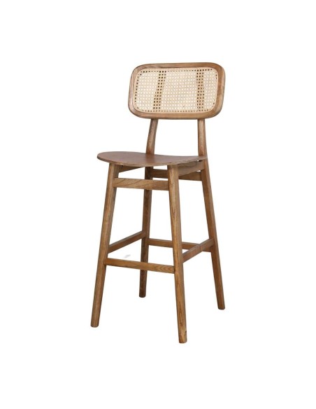 Taburete Alto BRISBANE NATURAL 77 cm, Madera / Ratán Natural. Vackart