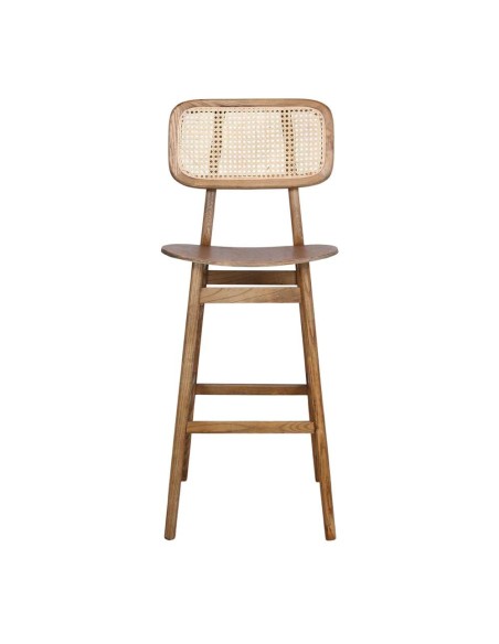 Taburete Alto BRISBANE NATURAL 77 cm, Madera / Ratán Natural. Vackart