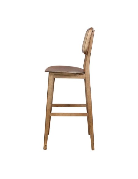 Taburete Alto BRISBANE NATURAL 77 cm, Madera / Ratán Natural. Vackart