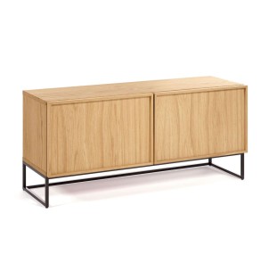 Mueble TV Taiana 112 x 51 cm 2 puertas chapa roble/acero negro - Kave Home/Vackart; RKT012M40. Mueble TV de diseño en Vackart. La tienda de decoración online más cool