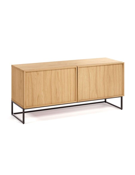 Mueble TV Taiana 112 x 51 cm 2 puertas chapa roble/acero negro - Kave Home