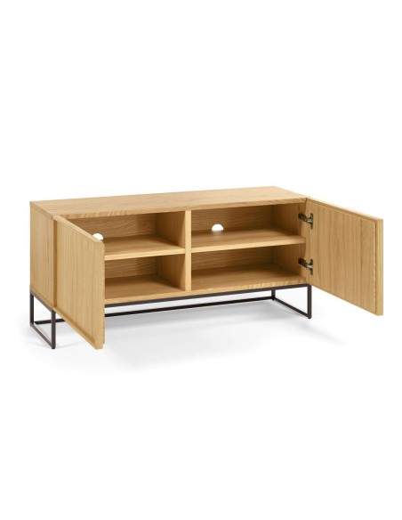 Mueble TV Taiana 112 x 51 cm 2 puertas chapa roble/acero negro - Kave Home