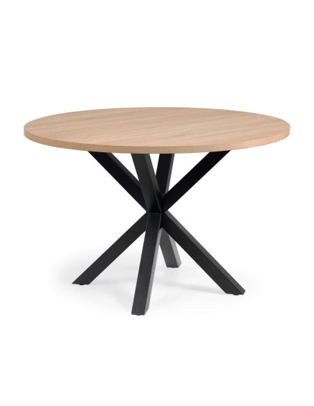 Mesa Full Argo Ø 119 cm melamina natural/ patas negro - Kave Home