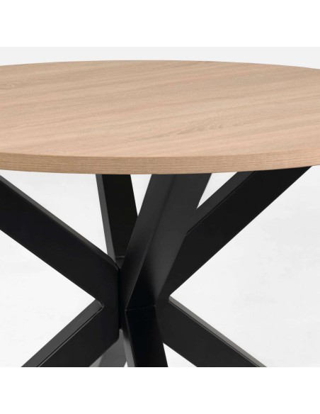 Mesa Full Argo Ø 119 cm melamina natural/ patas negro - Kave Home