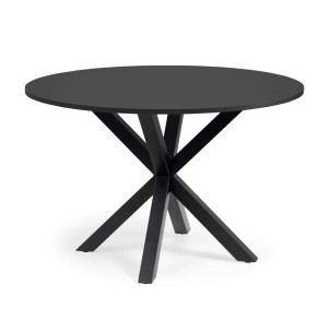 Mesa Full Argo Ø 119 cm DM negro/ patas negro - Kave Home/Vackart; CC6021M01. Mesa de comedor de diseño en Vackart. La tienda de decoración online más cool