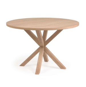 Mesa Full Argo Ø 119 cm melamina natural/patas efecto madera - Kave Home/Vackart; CC6020M46. Mesa de comedor de diseño en Vackart. La tienda de decoración online más cool