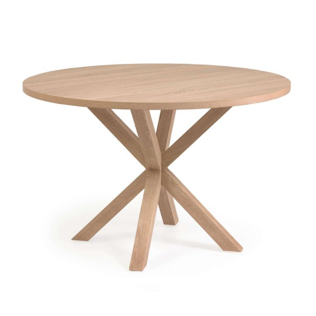 Mesa Full Argo Ø 119 cm melamina natural/patas efecto madera - Kave Home