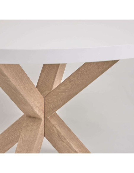 Mesa Full Argo Ø 119 cm melamina blanco/patas efecto madera - Kave Home