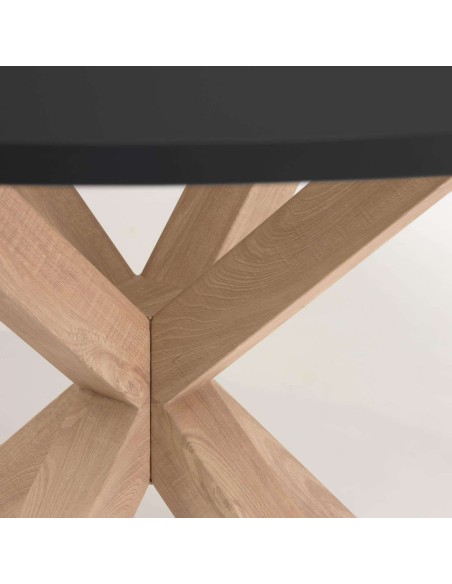 Mesa Full Argo Ø 119 cm DM negro/ patas efecto madera - Kave Home