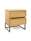 Mesita de noche Taiana  45 x 51 cm chapa roble/acero negro - Kave Home