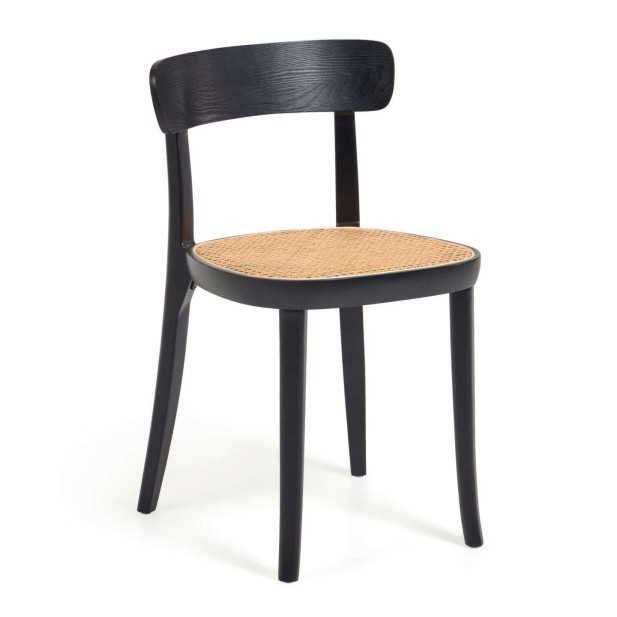 Silla Romane haya negro/ratán  - Kave Home