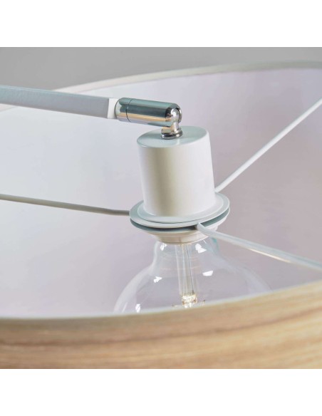 Lámpara de pie Juhe fresno/acero/mármol blanco - Kave Home