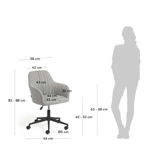 Silla de escritorio Madina gris claro - Kave Home
