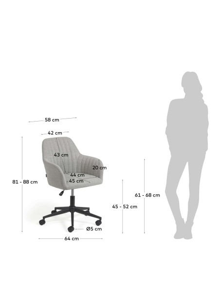 Silla de escritorio Madina gris claro - Kave Home