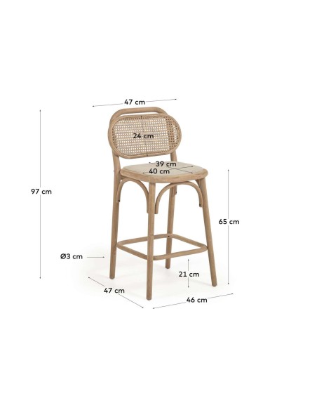 Taburete Doriane 65 cm roble natural - Kave Home