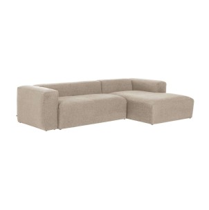 Sofá Blok 3 plazas chaise longue derecho beige 300 cm - Kave Home. S752GR39. Vackart; Muebles de diseño.