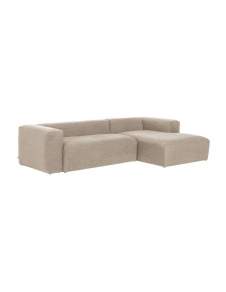 Sofá Blok 3 plazas chaise longue derecho beige 300 cm - Kave Home