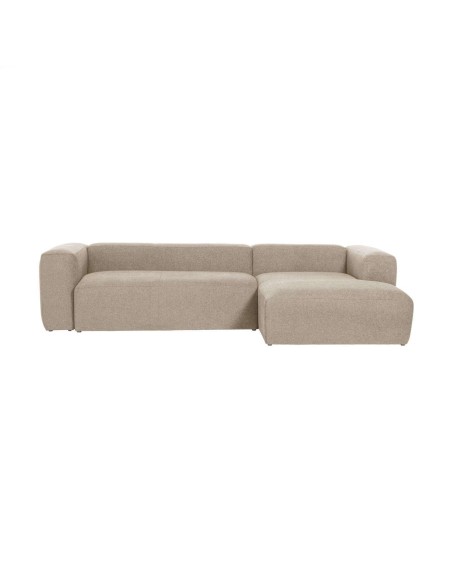 Sofá Blok 3 plazas chaise longue derecho beige 300 cm - Kave Home