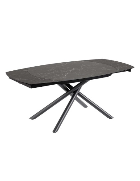 Mesa extensible Yodalia 130 (190) x 100 cm porcelánico /patas acero negro - Kave Home
