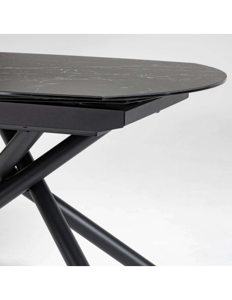 Mesa extensible Yodalia 130 (190) x 100 cm porcelánico /patas acero negro - Kave Home