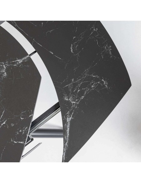 Mesa extensible Yodalia 130 (190) x 100 cm porcelánico /patas acero negro - Kave Home
