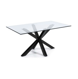 Mesa de centro rectangular de ratán con patas de metal negro de 110 cm  Doriane