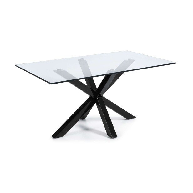 Mesa Argo 180 x 100 cm cristal/patas acero negro - Kave Home