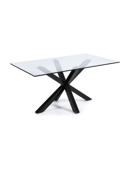 Mesa Argo 180 x 100 cm cristal/patas acero negro - Kave Home