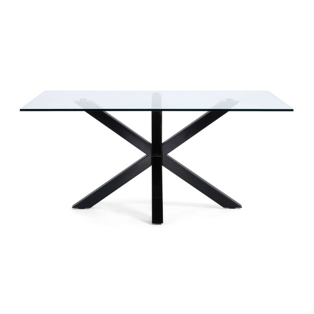 Mesa Argo 180 x 100 cm cristal/patas acero negro - Kave Home Mesa Argo 180 x 100 cm cristal/patas acero negro - Kave Home