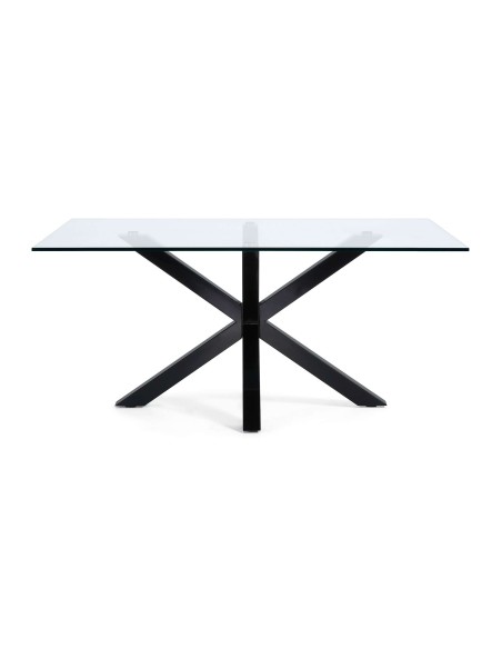 Mesa Argo 180 x 100 cm cristal/patas acero negro - Kave Home